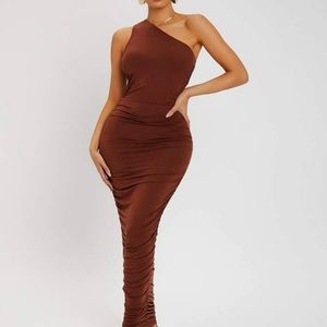 Solid ruched bodycon dress